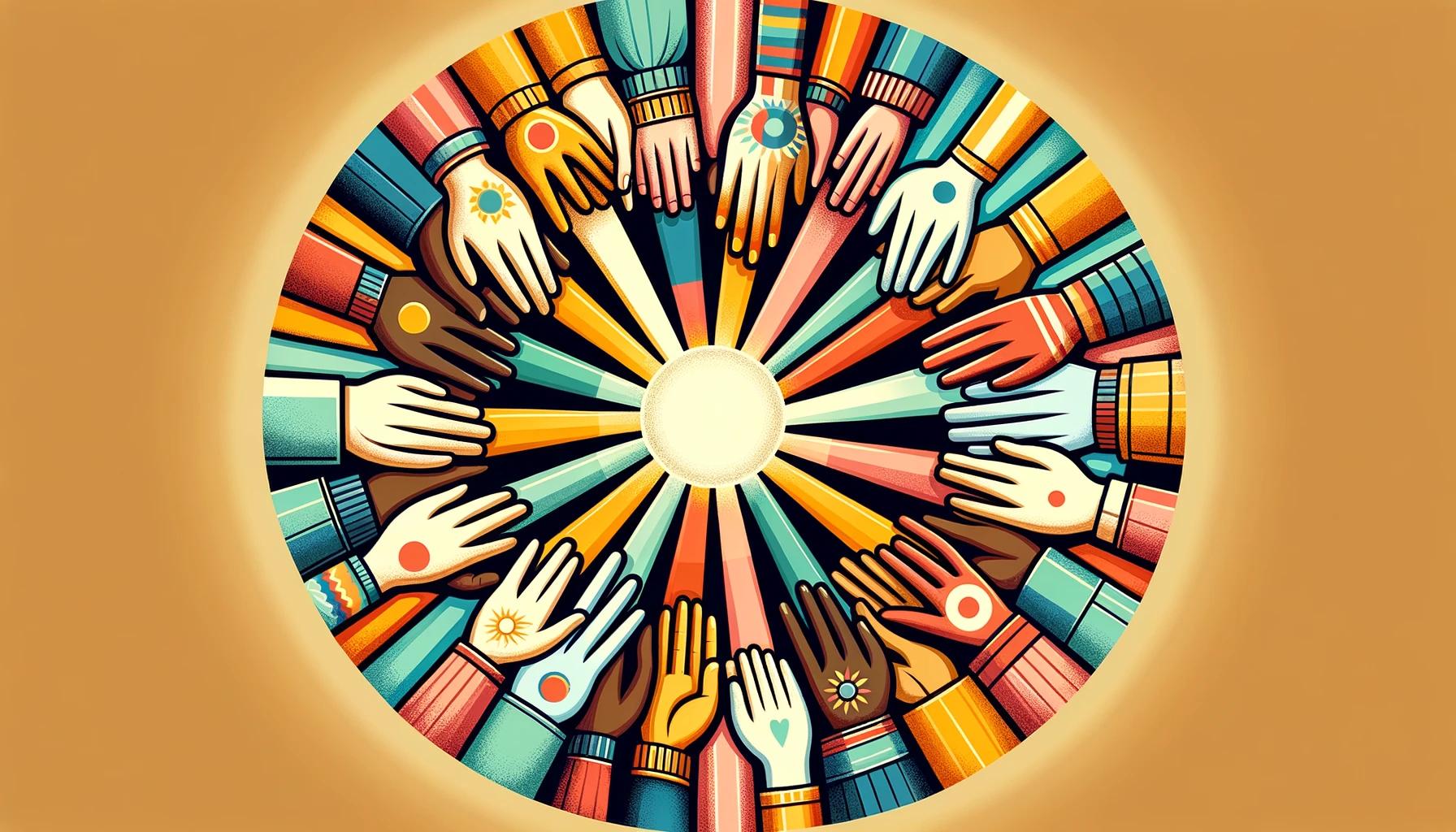 Mãos unidas no trabalho voluntário