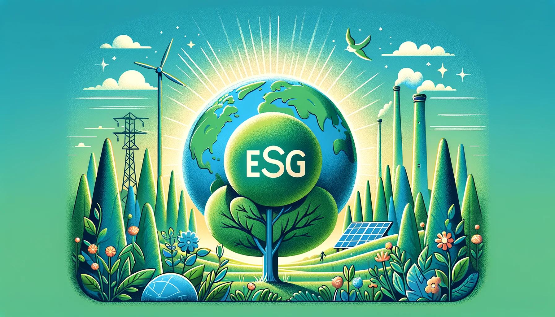 Imagem com sigla ESG no globo terrestre em meio à natureza, dando uma ideia do que é ESG